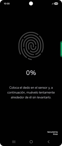 Sigue las indicaciones de la pantalla para crear una huella digital como código de seguridad.