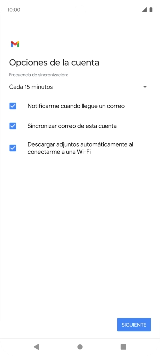 Si aparece en la pantalla esta imagen, tu cuenta de correo electrónico ha sido reconocida y configurada automáticamente. Sigue las indicaciones de la pantalla para introducir más información y terminar la configuración. Si aparece en la pantalla esta imagen, tu cuenta de correo electrónico ha sido reconocida y configurada automáticamente. Sigue las indicaciones de la pantalla para introducir más información y terminar la configuración.