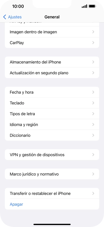 Pulsa Transferir o restablecer el iPhone.