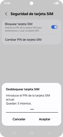 Introduce tu código PIN y pulsa Aceptar. Introduce tu código PIN y pulsa Aceptar.