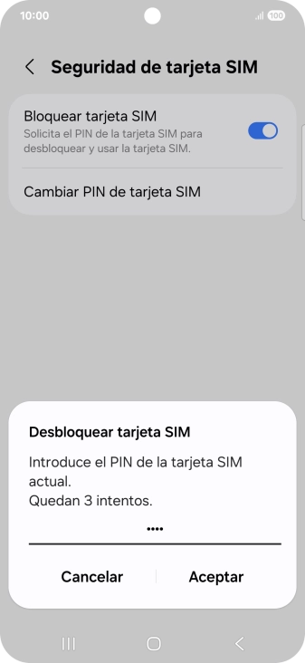 Introduce tu código PIN y pulsa Aceptar. Introduce tu código PIN y pulsa Aceptar.