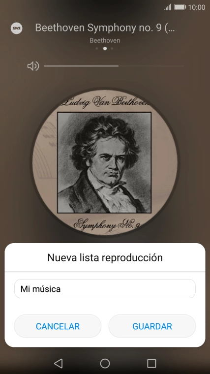 Introduce el nombre deseado de la lista de reproducción y pulsa GUARDAR. Introduce el nombre deseado de la lista de reproducción y pulsa GUARDAR.
