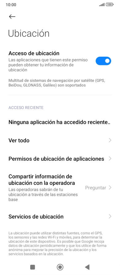 Pulsa Permisos de ubicación de aplicaciones. Pulsa Permisos de ubicación de aplicaciones.