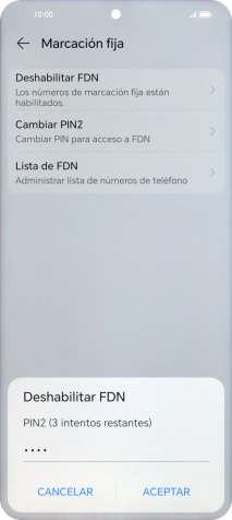 Introduce el código PIN2 y pulsa ACEPTAR. Introduce el código PIN2 y pulsa ACEPTAR.
