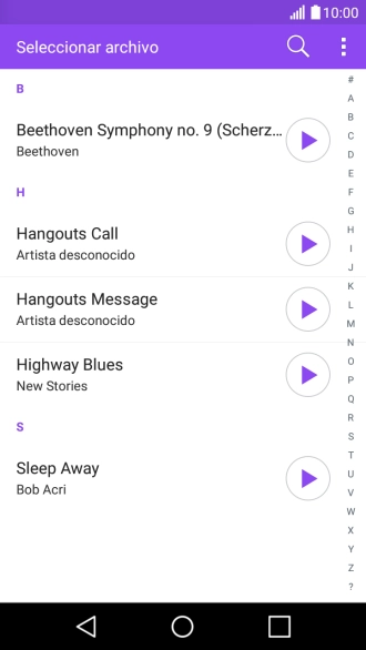 Pulsa el icono de reproducción junto a los timbres de llamada deseados para escucharlos.
