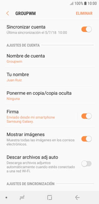 Pulsa Nombre de cuenta. Pulsa Nombre de cuenta.