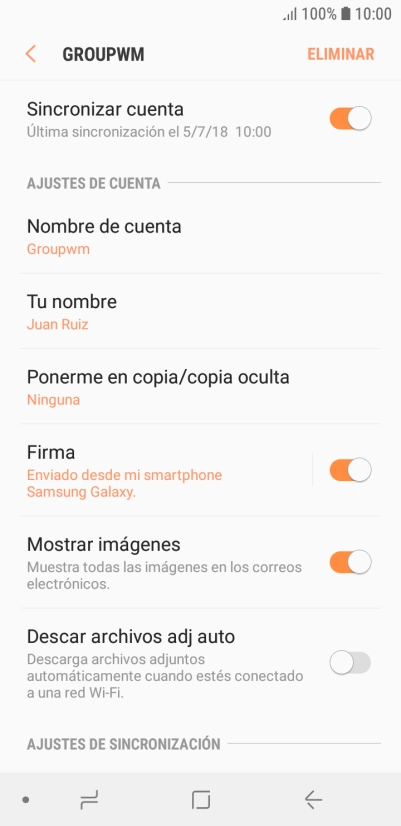 Pulsa Nombre de cuenta. Pulsa Nombre de cuenta.