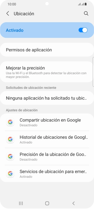 Pulsa Permisos de aplicación. Pulsa Permisos de aplicación.