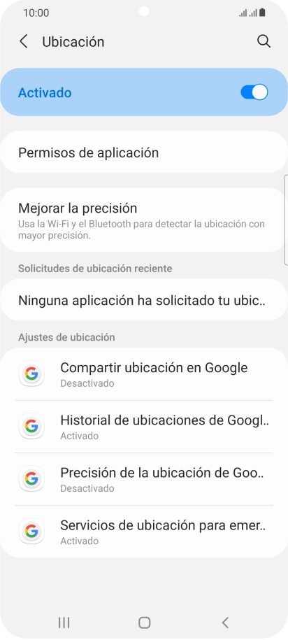 Pulsa Permisos de aplicación. Pulsa Permisos de aplicación.