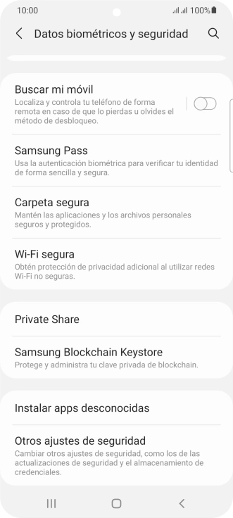 Pulsa Otros ajustes de seguridad. Pulsa Otros ajustes de seguridad.