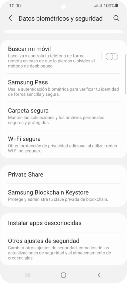 Pulsa Otros ajustes de seguridad. Pulsa Otros ajustes de seguridad.