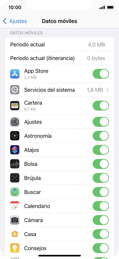 Pulsa el indicador junto a las aplicaciones deseadas para activar o desactivar la función.