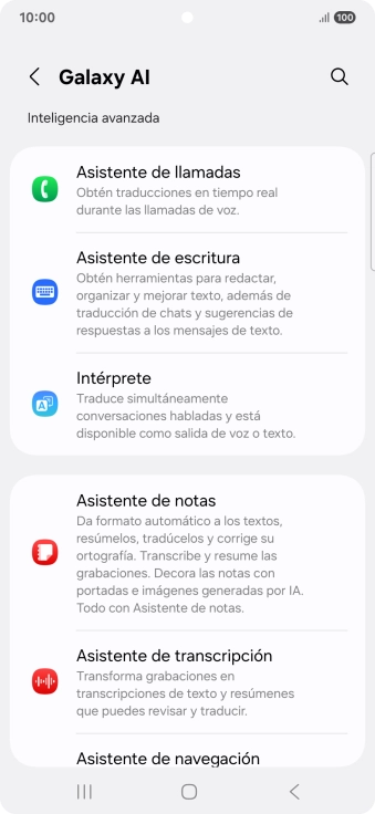 En la pantalla aparecen ahora más ejemplos de cómo puedes utilizar Galaxy AI. En la pantalla aparecen ahora más ejemplos de cómo puedes utilizar Galaxy AI.