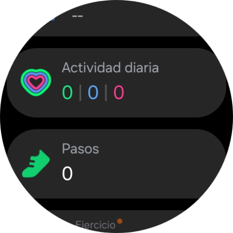 Bajo Actividad diaria puedes ver cuánto has avanzado con tus objetivos de la actividad diaria. Bajo Actividad diaria puedes ver cuánto has avanzado con tus objetivos de la actividad diaria.