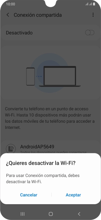 Si la función de wifi está activada, pulsa Aceptar. Si la función de wifi está activada, pulsa Aceptar.