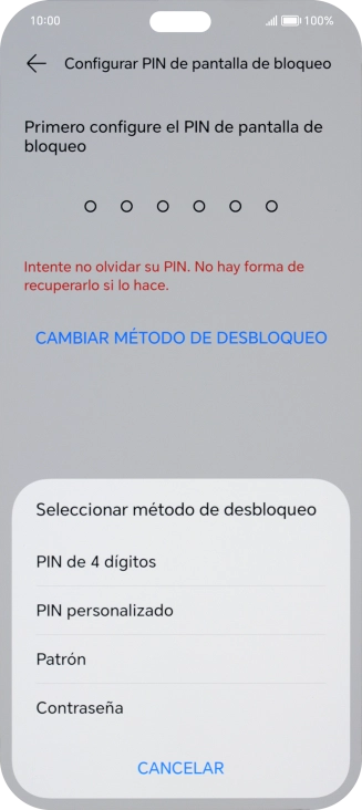 Pulsa el código de seguridad deseado y sigue las indicaciones de la pantalla para crear un código de seguridad del teléfono adicional. Pulsa el código de seguridad deseado y sigue las indicaciones de la pantalla para crear un código de seguridad del teléfono adicional.