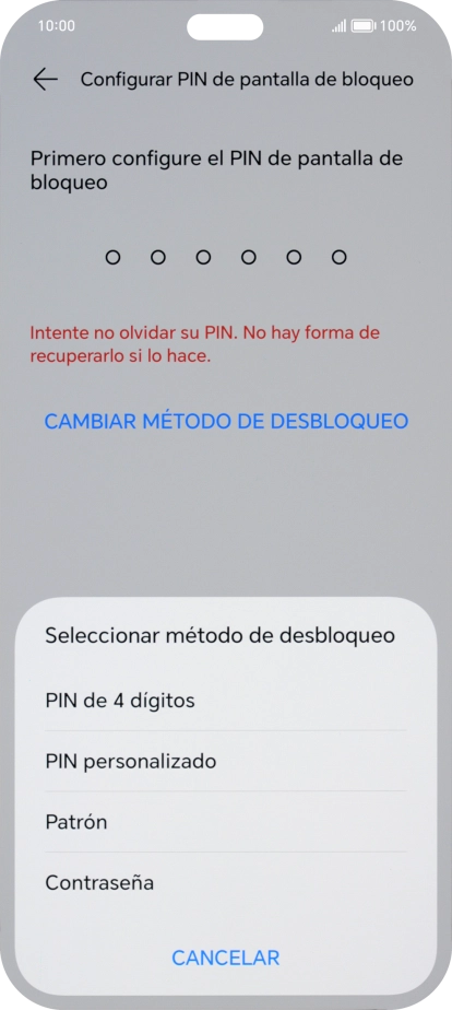 Pulsa el código de seguridad deseado y sigue las indicaciones de la pantalla para crear un código de seguridad del teléfono adicional. Pulsa el código de seguridad deseado y sigue las indicaciones de la pantalla para crear un código de seguridad del teléfono adicional.