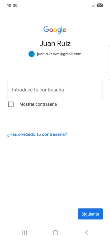 Pulsa Introduce tu contraseña e introduce la contraseña de tu cuenta de Google. Pulsa Introduce tu contraseña e introduce la contraseña de tu cuenta de Google.