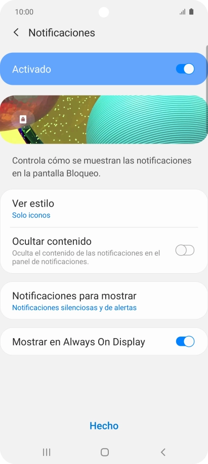 Pulsa el indicador junto a los ajustes deseados para activarlos o desactivarlos. Pulsa el indicador junto a los ajustes deseados para activarlos o desactivarlos.