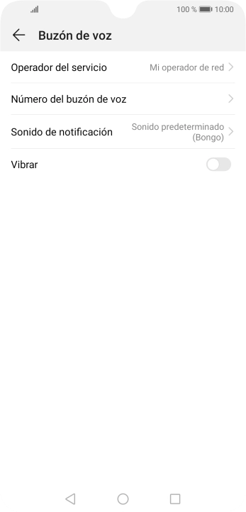 Pulsa Número del buzón de voz.