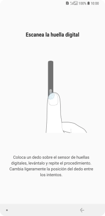 Sigue las indicaciones de la pantalla para crear una huella digital como código de seguridad. Sigue las indicaciones de la pantalla para crear una huella digital como código de seguridad.