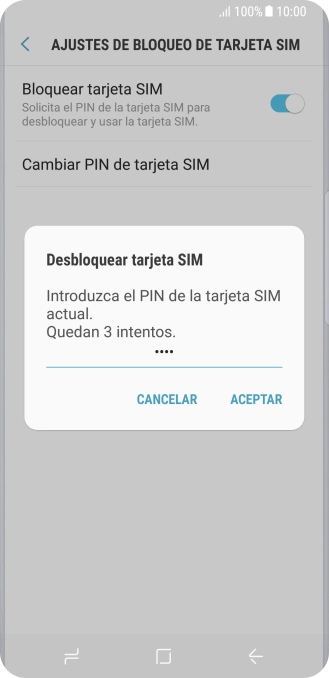 Introduce tu código PIN y pulsa ACEPTAR. Introduce tu código PIN y pulsa ACEPTAR.