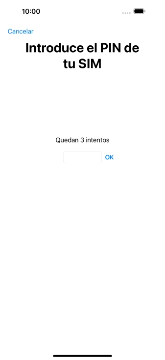 Si es necesario desbloquear la tarjeta SIM, introduce el código PIN y pulsa OK. Si es necesario desbloquear la tarjeta SIM, introduce el código PIN y pulsa OK.