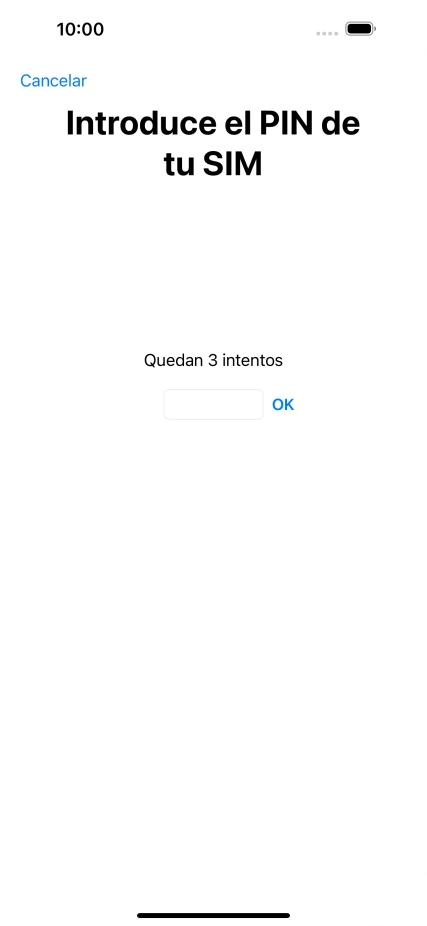 Si es necesario desbloquear la tarjeta SIM, introduce el código PIN y pulsa OK. Si es necesario desbloquear la tarjeta SIM, introduce el código PIN y pulsa OK.
