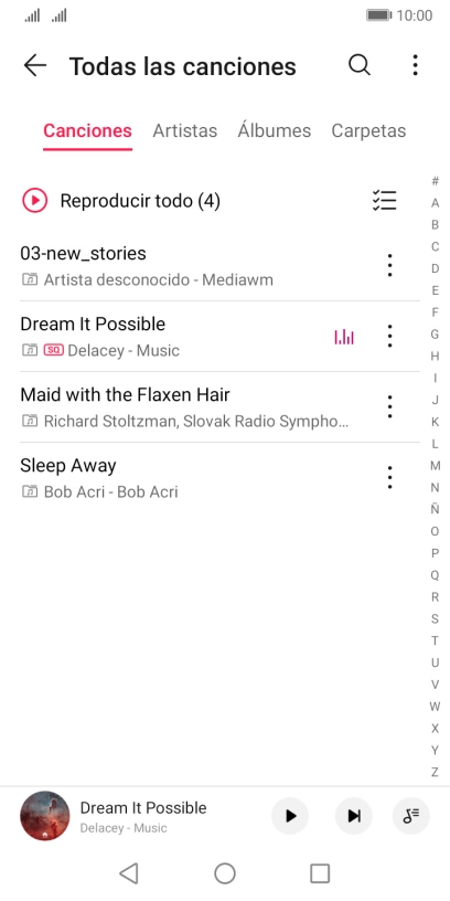 Pulsa una categoría y desplázate al archivo de música deseado. Pulsa una categoría y desplázate al archivo de música deseado.