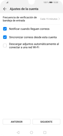 Pulsa Frecuencia de verificación de bandeja de entrada. Pulsa Frecuencia de verificación de bandeja de entrada.