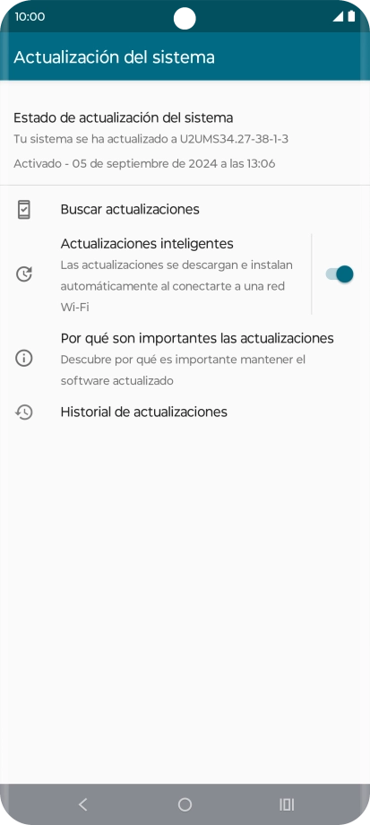 Pulsa Buscar actualizaciones. Si hay una versión de software nueva disponible, aparecerá ahora en la pantalla. Sigue las indicaciones de la pantalla para actualizar el software del teléfono. Pulsa Buscar actualizaciones. Si hay una versión de software nueva disponible, aparecerá ahora en la pantalla. Sigue las indicaciones de la pantalla para actualizar el software del teléfono.