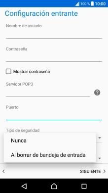 Pulsa Nunca para conservar los correos electrónicos en el servidor cuando los borras del teléfono. Pulsa Nunca para conservar los correos electrónicos en el servidor cuando los borras del teléfono.