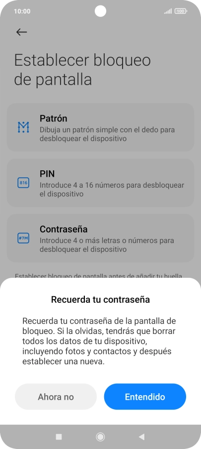 Pulsa Entendido y sigue las indicaciones de la pantalla para crear un código de seguridad del teléfono adicional. Pulsa Entendido y sigue las indicaciones de la pantalla para crear un código de seguridad del teléfono adicional.