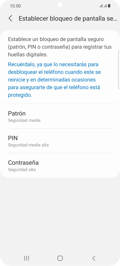 Pulsa el código de seguridad deseado y sigue las indicaciones de la pantalla para crear un código de seguridad del teléfono adicional. Pulsa el código de seguridad deseado y sigue las indicaciones de la pantalla para crear un código de seguridad del teléfono adicional.