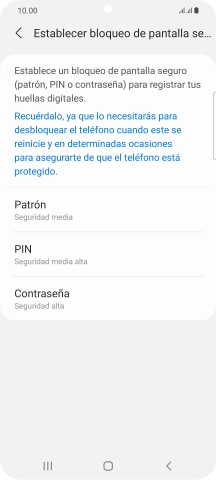 Pulsa el código de seguridad deseado y sigue las indicaciones de la pantalla para crear un código de seguridad del teléfono adicional. Pulsa el código de seguridad deseado y sigue las indicaciones de la pantalla para crear un código de seguridad del teléfono adicional.
