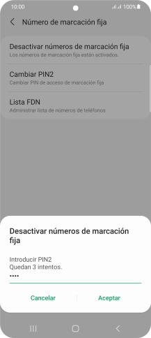 Introduce el código PIN2 y pulsa Aceptar. Introduce el código PIN2 y pulsa Aceptar.