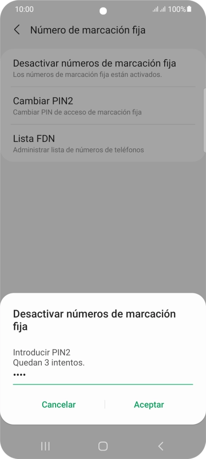 Introduce el código PIN2 y pulsa Aceptar. Introduce el código PIN2 y pulsa Aceptar.