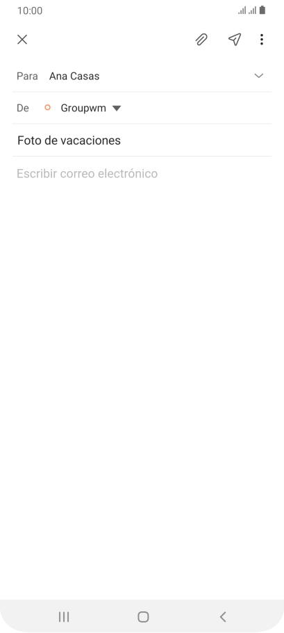 Pulsa en el campo de escritura y escribe el texto del correo electrónico. Pulsa en el campo de escritura y escribe el texto del correo electrónico.