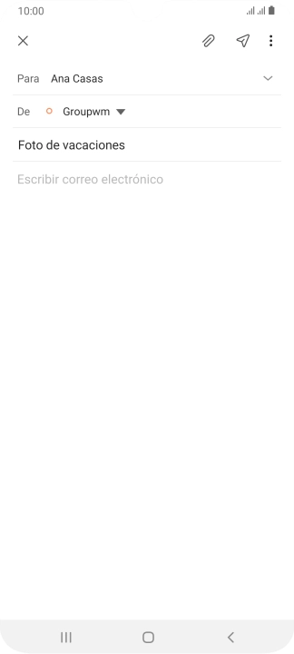 Pulsa en el campo de escritura y escribe el texto del correo electrónico. Pulsa en el campo de escritura y escribe el texto del correo electrónico.