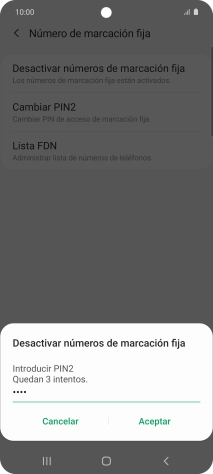 Introduce el código PIN2 y pulsa Aceptar. Introduce el código PIN2 y pulsa Aceptar.