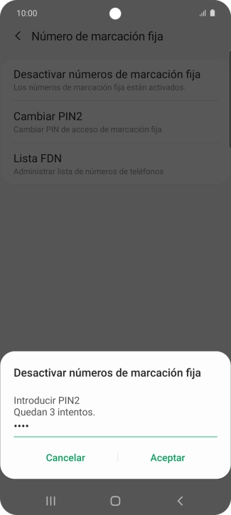 Introduce el código PIN2 y pulsa Aceptar. Introduce el código PIN2 y pulsa Aceptar.