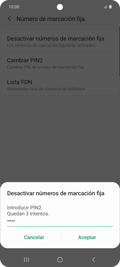 Introduce el código PIN2 y pulsa Aceptar. Introduce el código PIN2 y pulsa Aceptar.
