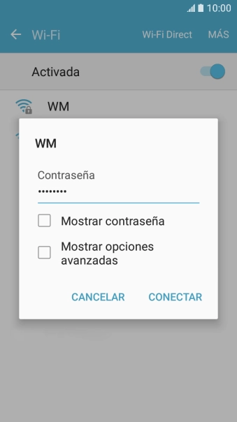 Introduce la contraseña de la red wifi y pulsa CONECTAR. Introduce la contraseña de la red wifi y pulsa CONECTAR.