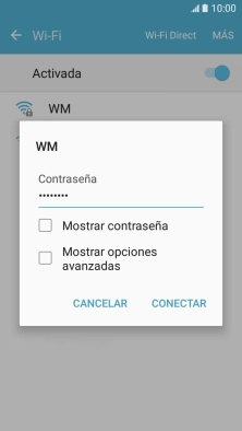 Introduce la contraseña de la red wifi y pulsa CONECTAR. Introduce la contraseña de la red wifi y pulsa CONECTAR.