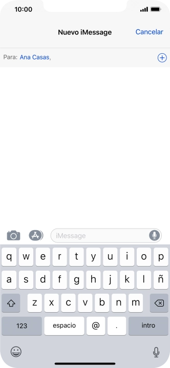 Si el destinatario puede recibir iMessages, aparecerá el texto iMessage en el campo de escritura.