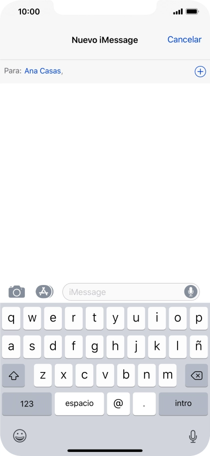 Si el destinatario puede recibir iMessages, aparecerá el texto iMessage en el campo de escritura.