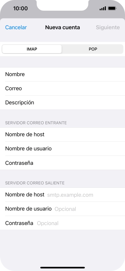 Pulsa Nombre de host e introduce smtp.vodafone.es. Pulsa Nombre de host e introduce smtp.vodafone.es.