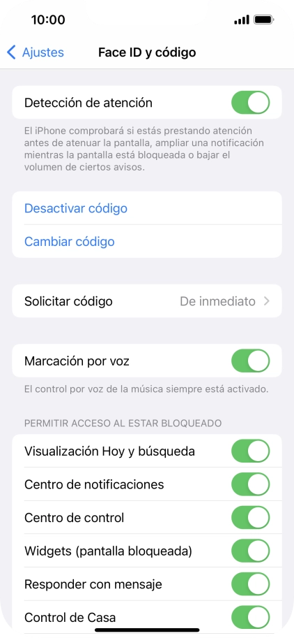 Pulsa Desactivar código e introduce el código de seguridad. Pulsa Desactivar código e introduce el código de seguridad.