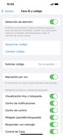 Pulsa Desactivar código e introduce el código de seguridad. Pulsa Desactivar código e introduce el código de seguridad.