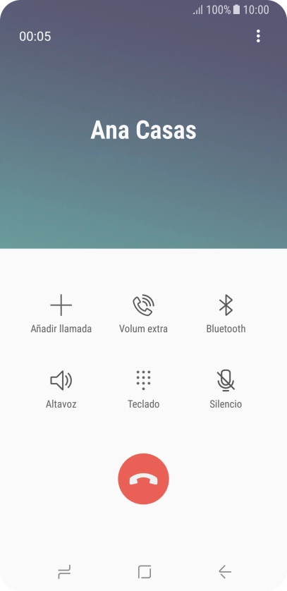 Pulsa el icono de finalizar llamada. Pulsa el icono de finalizar llamada.